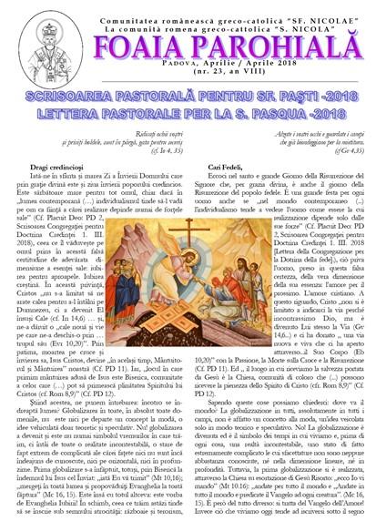 Numărul de Paşti al revistei comunităţii de la Padova